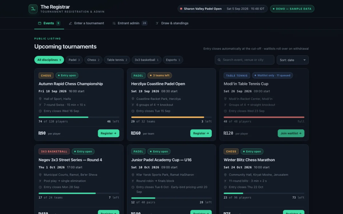 The Registrar — product screenshot